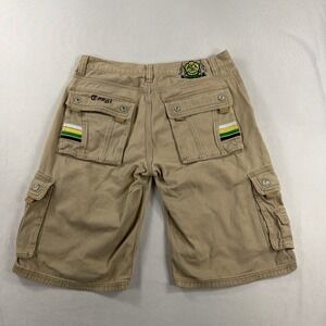 Y2K Coogi Cargo Shorts Embroidered Khaki Cotton Baggy Streetwear Mens W38